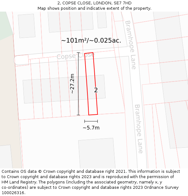2, COPSE CLOSE, LONDON, SE7 7HD: Plot and title map