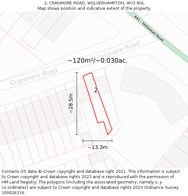 2, CRANMORE ROAD, WOLVERHAMPTON, WV3 9NL: Plot and title map