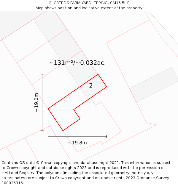 2, CREEDS FARM YARD, EPPING, CM16 5HE: Plot and title map