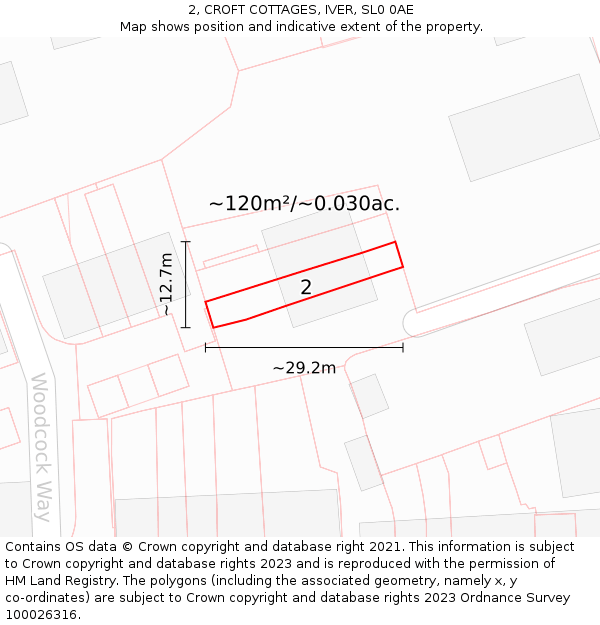 2, CROFT COTTAGES, IVER, SL0 0AE: Plot and title map