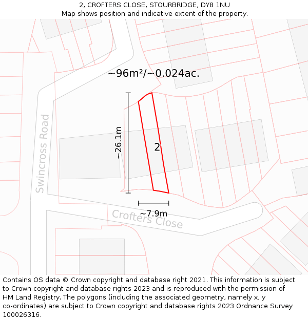 2, CROFTERS CLOSE, STOURBRIDGE, DY8 1NU: Plot and title map