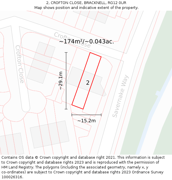 2, CROFTON CLOSE, BRACKNELL, RG12 0UR: Plot and title map