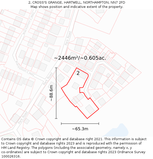 2, CROSS'S GRANGE, HARTWELL, NORTHAMPTON, NN7 2FD: Plot and title map