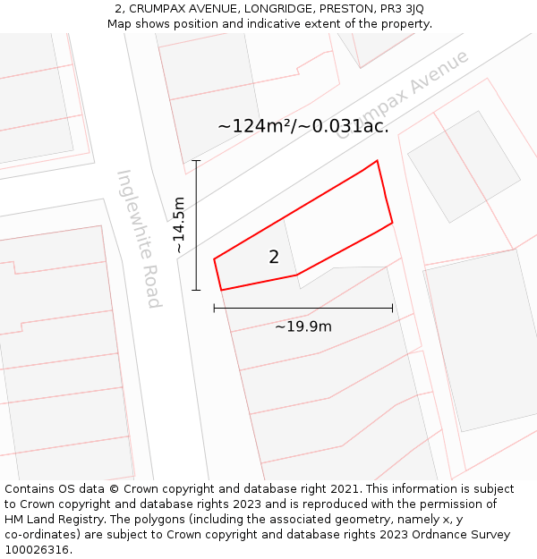 2, CRUMPAX AVENUE, LONGRIDGE, PRESTON, PR3 3JQ: Plot and title map