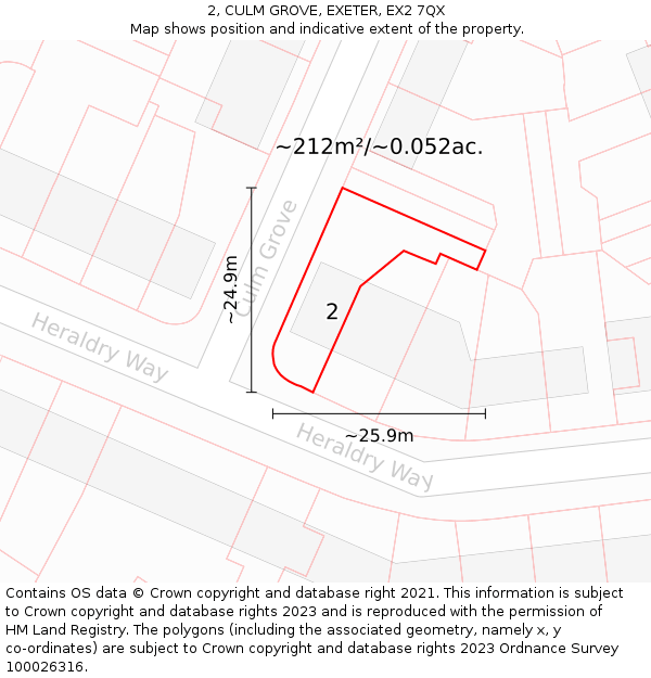 2, CULM GROVE, EXETER, EX2 7QX: Plot and title map