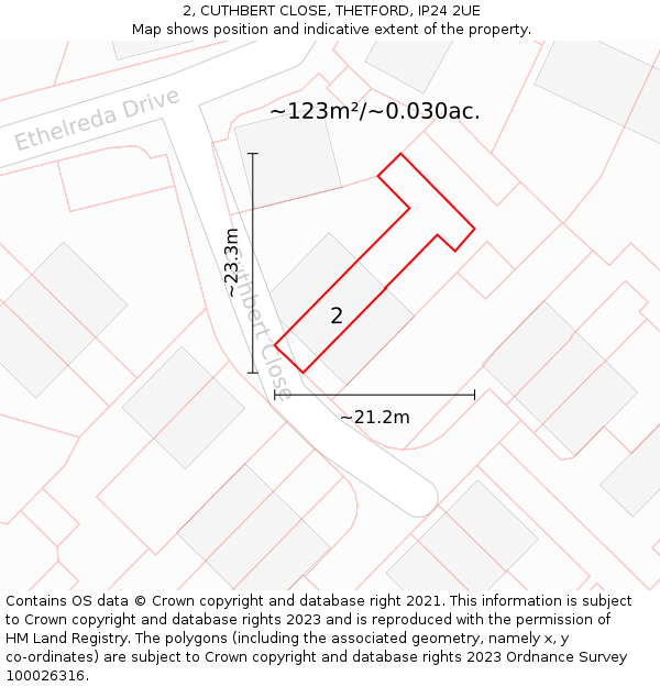 2, CUTHBERT CLOSE, THETFORD, IP24 2UE: Plot and title map