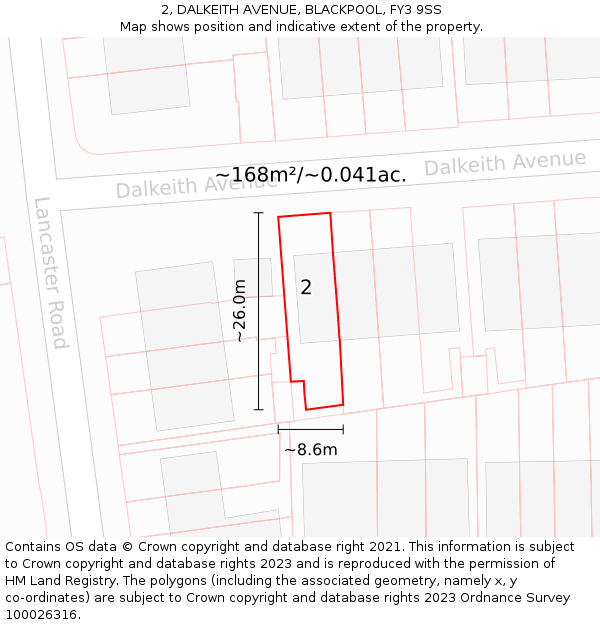 2, DALKEITH AVENUE, BLACKPOOL, FY3 9SS: Plot and title map