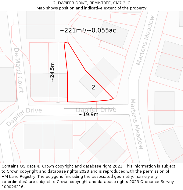 2, DAPIFER DRIVE, BRAINTREE, CM7 3LG: Plot and title map