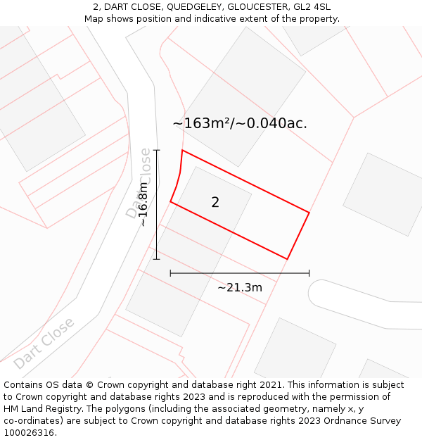 2, DART CLOSE, QUEDGELEY, GLOUCESTER, GL2 4SL: Plot and title map