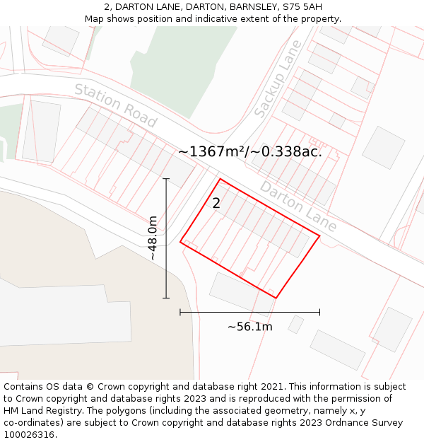 2, DARTON LANE, DARTON, BARNSLEY, S75 5AH: Plot and title map