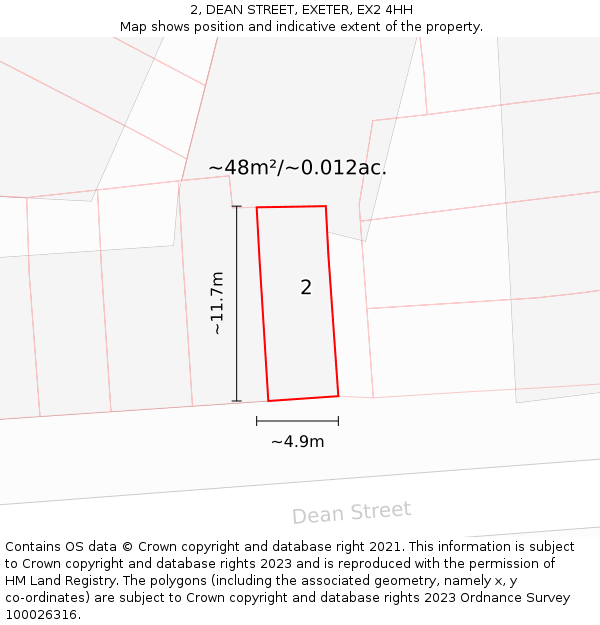 2, DEAN STREET, EXETER, EX2 4HH: Plot and title map