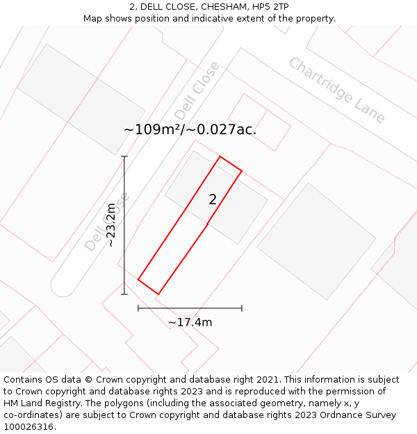 2, DELL CLOSE, CHESHAM, HP5 2TP: Plot and title map