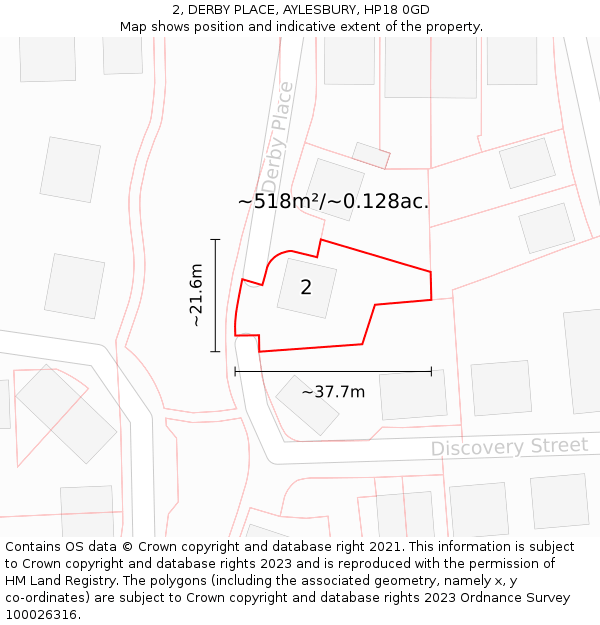 2, DERBY PLACE, AYLESBURY, HP18 0GD: Plot and title map