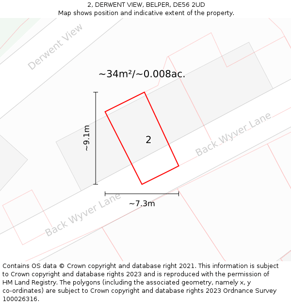 2, DERWENT VIEW, BELPER, DE56 2UD: Plot and title map