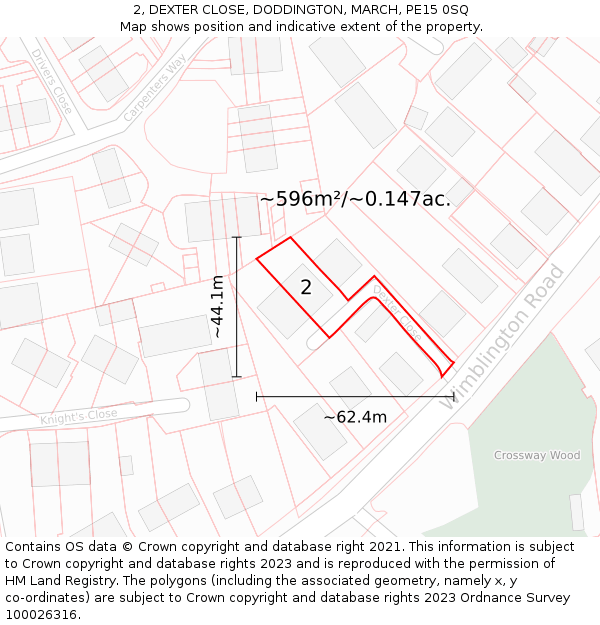 2, DEXTER CLOSE, DODDINGTON, MARCH, PE15 0SQ: Plot and title map