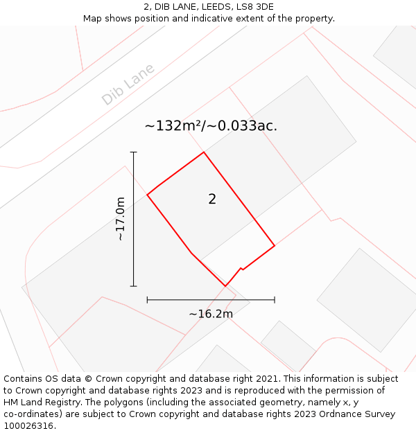 2, DIB LANE, LEEDS, LS8 3DE: Plot and title map