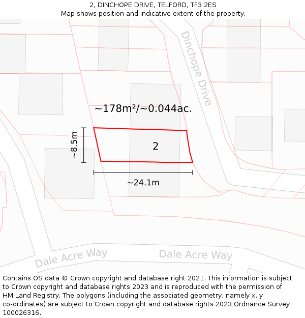 2, DINCHOPE DRIVE, TELFORD, TF3 2ES: Plot and title map