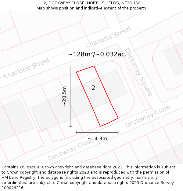 2, DOCKWRAY CLOSE, NORTH SHIELDS, NE30 1JW: Plot and title map