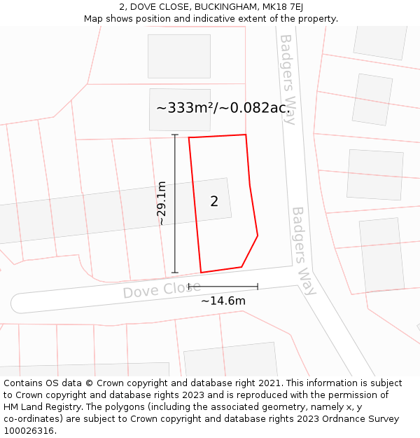 2, DOVE CLOSE, BUCKINGHAM, MK18 7EJ: Plot and title map