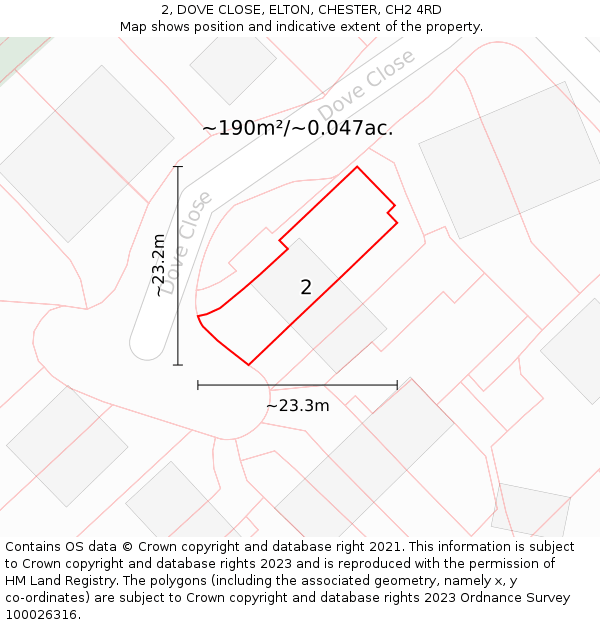 2, DOVE CLOSE, ELTON, CHESTER, CH2 4RD: Plot and title map
