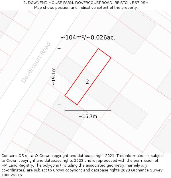 2, DOWNEND HOUSE FARM, DOVERCOURT ROAD, BRISTOL, BS7 9SH: Plot and title map
