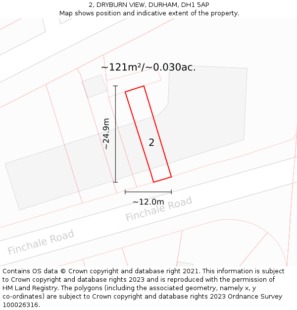 2, DRYBURN VIEW, DURHAM, DH1 5AP: Plot and title map