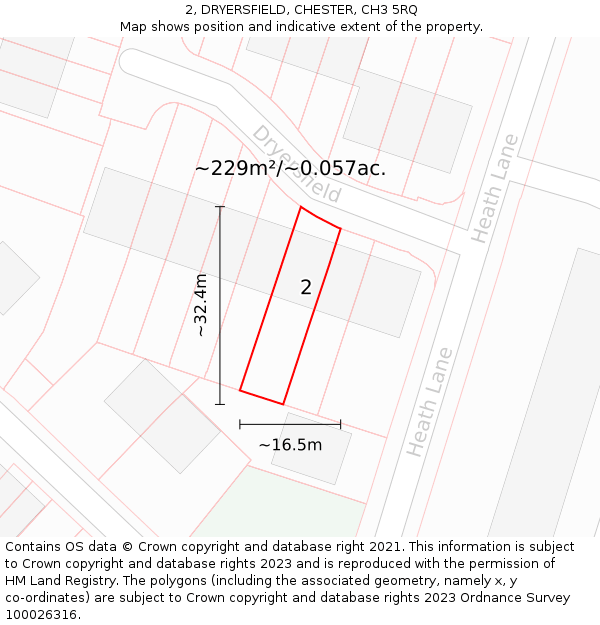 2, DRYERSFIELD, CHESTER, CH3 5RQ: Plot and title map