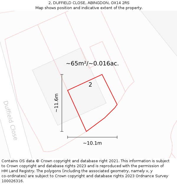 2, DUFFIELD CLOSE, ABINGDON, OX14 2RS: Plot and title map