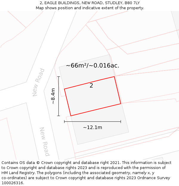 2, EAGLE BUILDINGS, NEW ROAD, STUDLEY, B80 7LY: Plot and title map