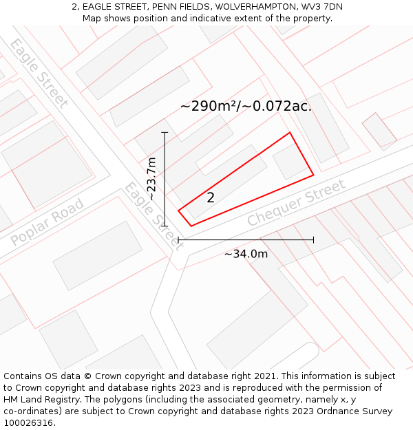 2, EAGLE STREET, PENN FIELDS, WOLVERHAMPTON, WV3 7DN: Plot and title map