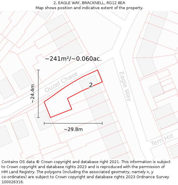 2, EAGLE WAY, BRACKNELL, RG12 8EA: Plot and title map