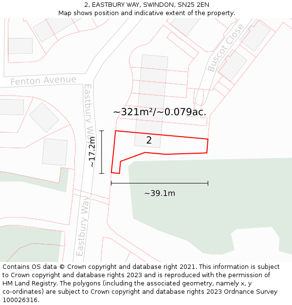 2, EASTBURY WAY, SWINDON, SN25 2EN: Plot and title map