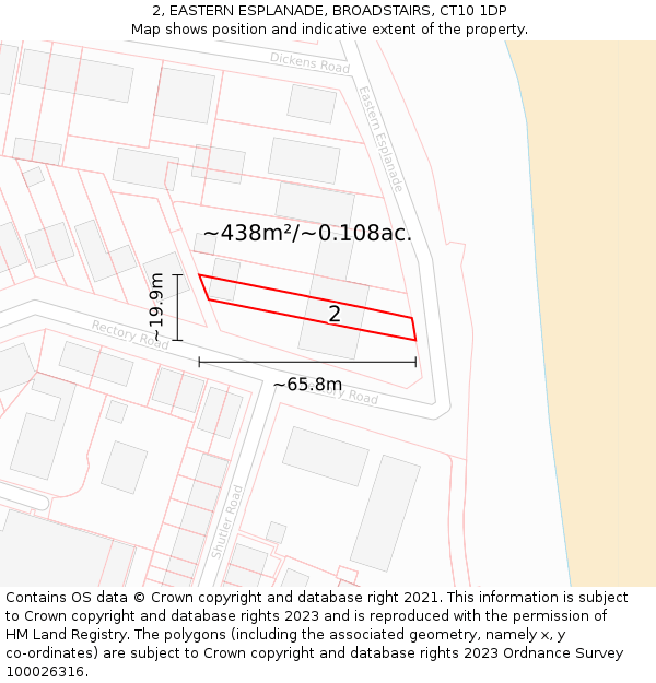 2, EASTERN ESPLANADE, BROADSTAIRS, CT10 1DP: Plot and title map