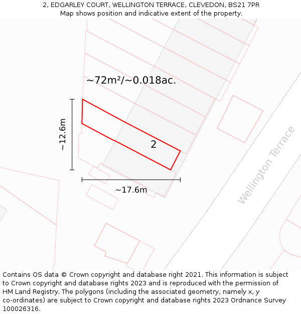 2, EDGARLEY COURT, WELLINGTON TERRACE, CLEVEDON, BS21 7PR: Plot and title map