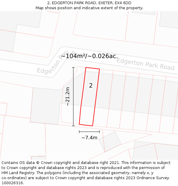 2, EDGERTON PARK ROAD, EXETER, EX4 6DD: Plot and title map