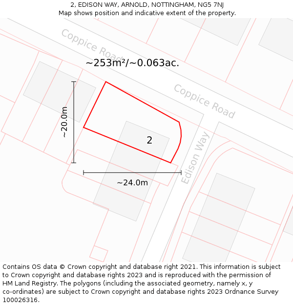 2, EDISON WAY, ARNOLD, NOTTINGHAM, NG5 7NJ: Plot and title map
