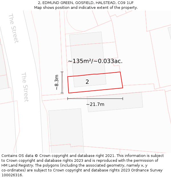 2, EDMUND GREEN, GOSFIELD, HALSTEAD, CO9 1UF: Plot and title map