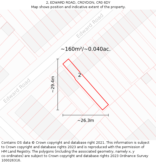 2, EDWARD ROAD, CROYDON, CR0 6DY: Plot and title map