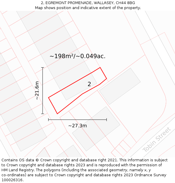 2, EGREMONT PROMENADE, WALLASEY, CH44 8BG: Plot and title map