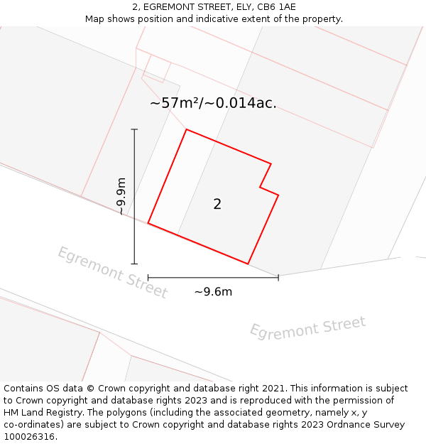 2, EGREMONT STREET, ELY, CB6 1AE: Plot and title map