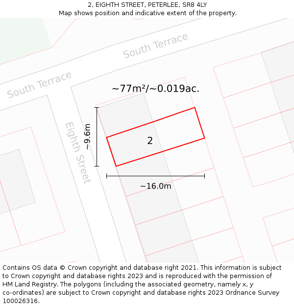 2, EIGHTH STREET, PETERLEE, SR8 4LY: Plot and title map