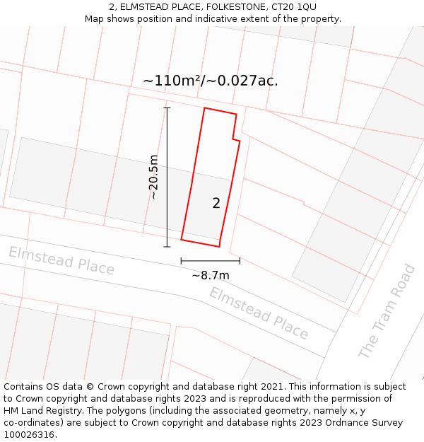 2, ELMSTEAD PLACE, FOLKESTONE, CT20 1QU: Plot and title map