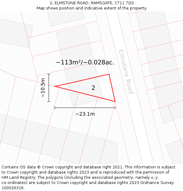 2, ELMSTONE ROAD, RAMSGATE, CT11 7QS: Plot and title map