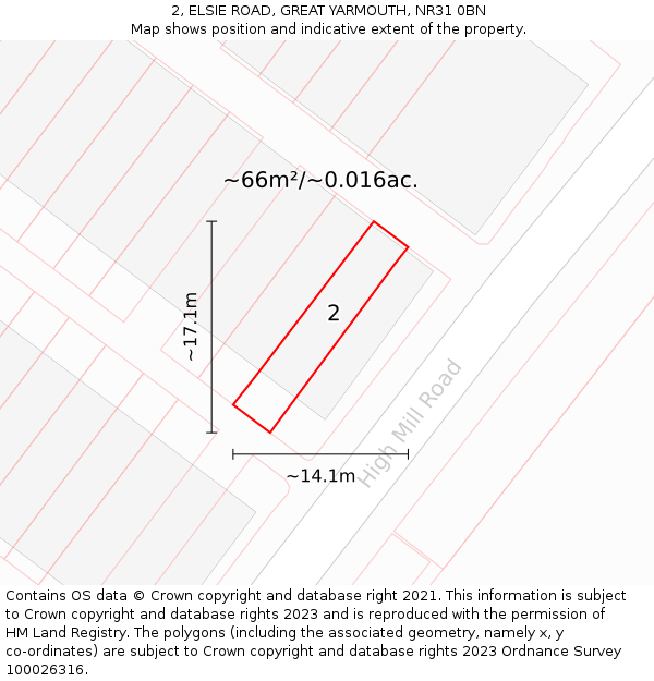 2, ELSIE ROAD, GREAT YARMOUTH, NR31 0BN: Plot and title map