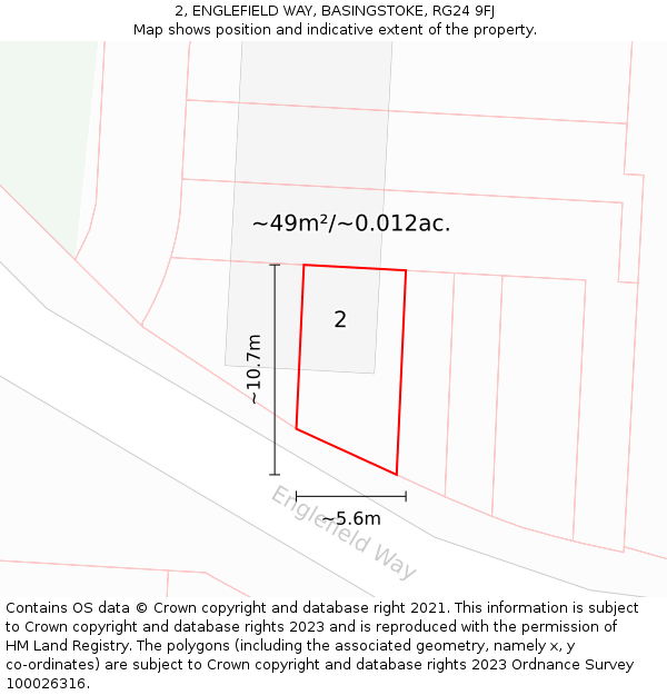 2, ENGLEFIELD WAY, BASINGSTOKE, RG24 9FJ: Plot and title map