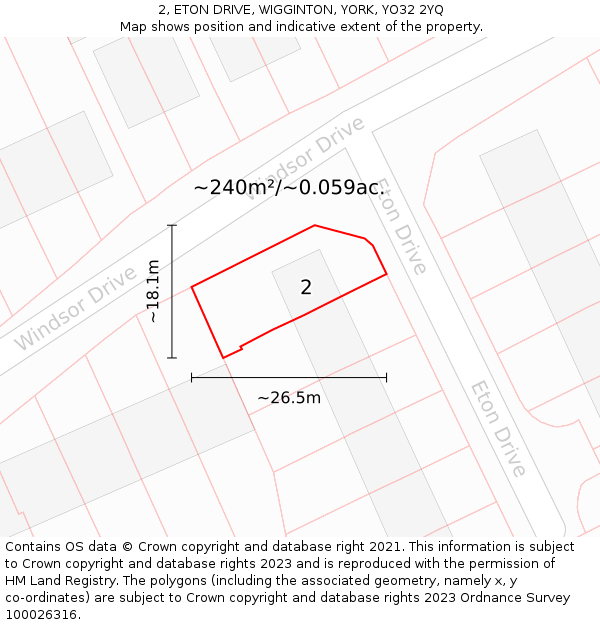 2, ETON DRIVE, WIGGINTON, YORK, YO32 2YQ: Plot and title map