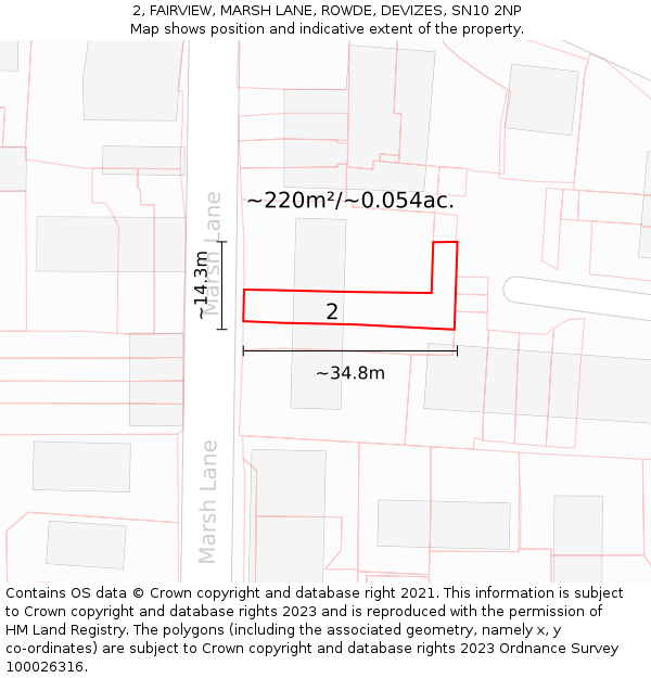 2, FAIRVIEW, MARSH LANE, ROWDE, DEVIZES, SN10 2NP: Plot and title map