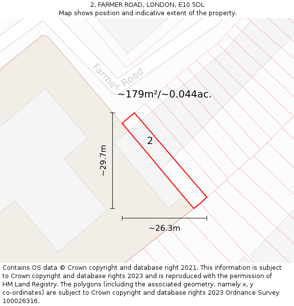 2, FARMER ROAD, LONDON, E10 5DL: Plot and title map
