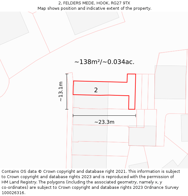 2, FELDERS MEDE, HOOK, RG27 9TX: Plot and title map