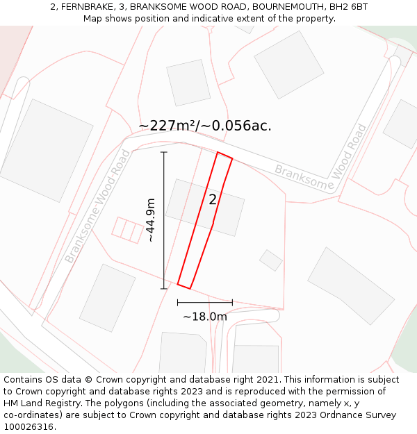 2, FERNBRAKE, 3, BRANKSOME WOOD ROAD, BOURNEMOUTH, BH2 6BT: Plot and title map
